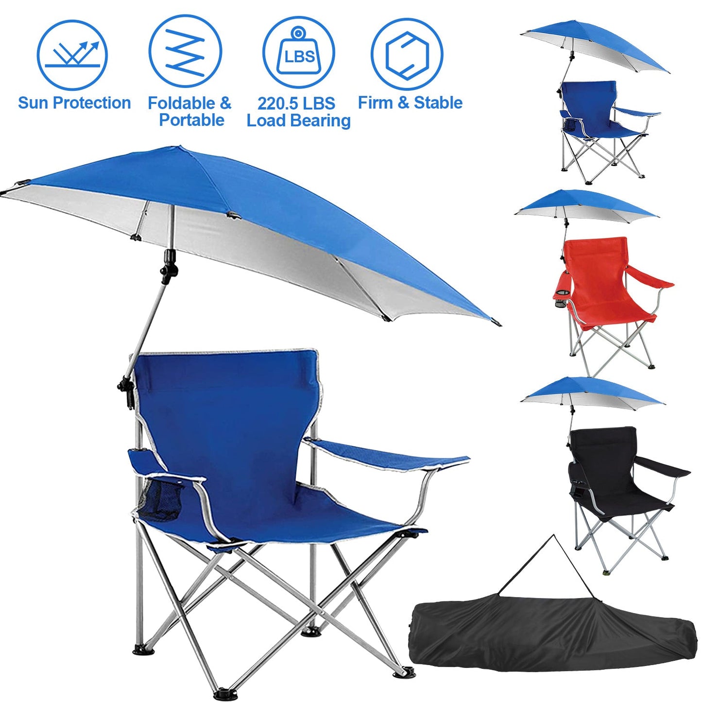 GBruno Foldable Beach Chair with Canopy