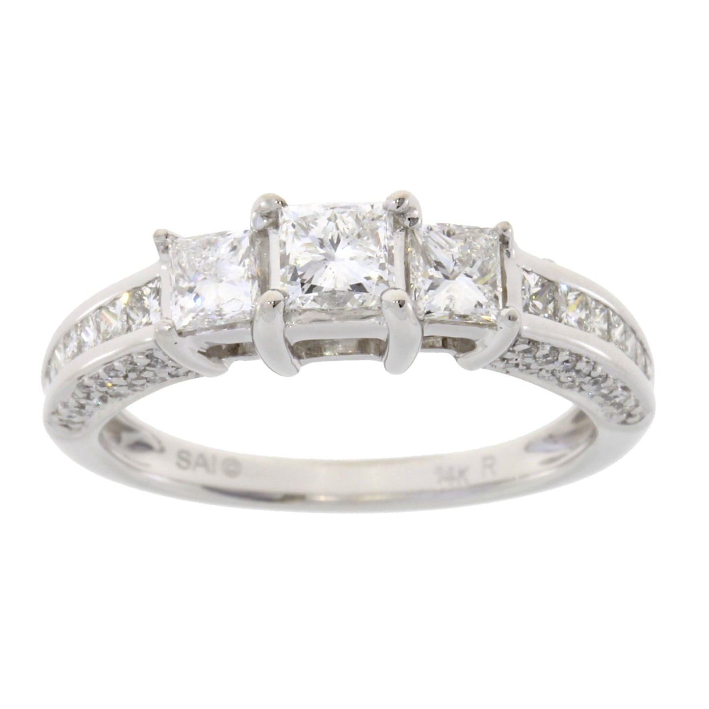 Bague 3 pierres en diamant de 1,50 ct en or blanc 14KT