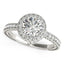 Bague de fiançailles en diamant pavé avec bord milgrain en or blanc 14 carats