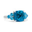 Bague en Or Blanc 18 Carats avec Topaze Bleue en Forme de Coussin et Diamants - Taille 6.5