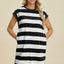 Vestido Mini de Manga Corta a Rayas Chic para Mujeres