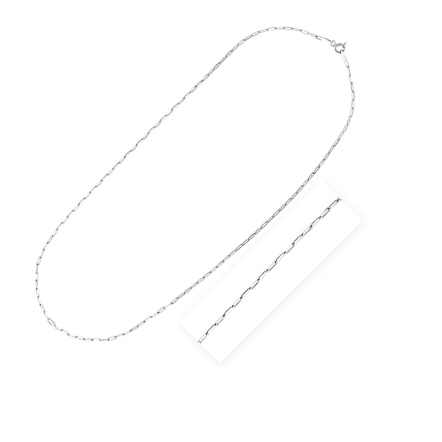 Collier en Chaîne Paperclip en Argent Sterling Plaqué Rhodium