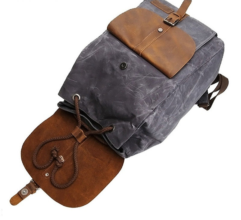 Mochila Casual de Cuero Crazy Horse Impermeable