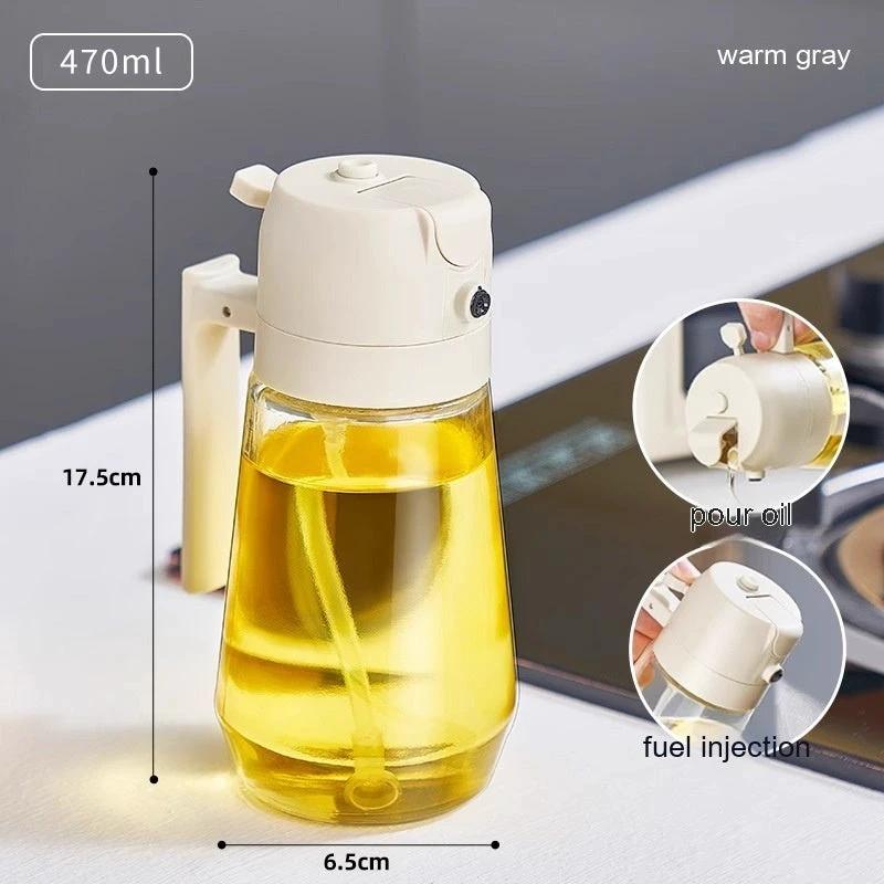 Distributeur de vaporisateur d'huile d'olive 470ML - Bouteille en verre 2-en-1 pour la cuisine