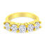 Anillo de boda de 5 piedras con diamantes de 2.0 Cttw en plata de ley chapada en oro amarillo de 14K