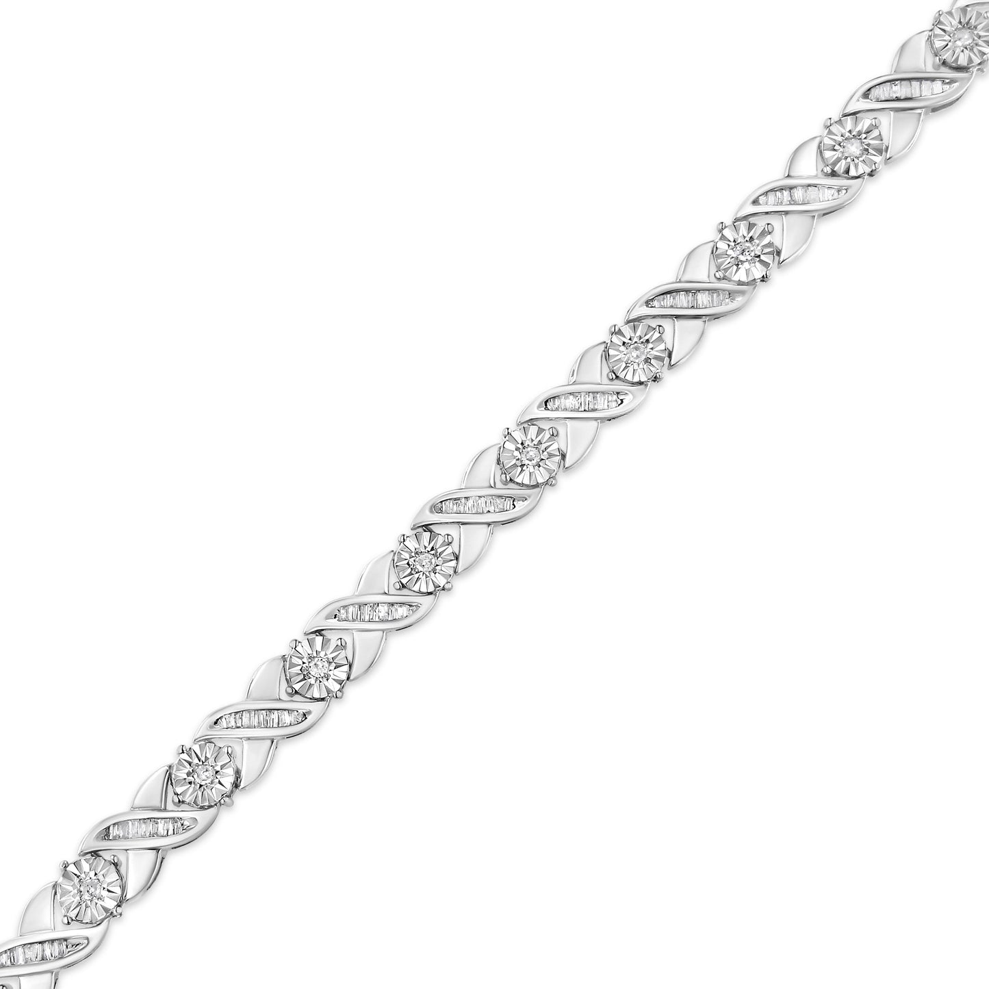 Pulsera de Tenis X-Link de Diamante Miracle-Set de Plata Esterlina .925
