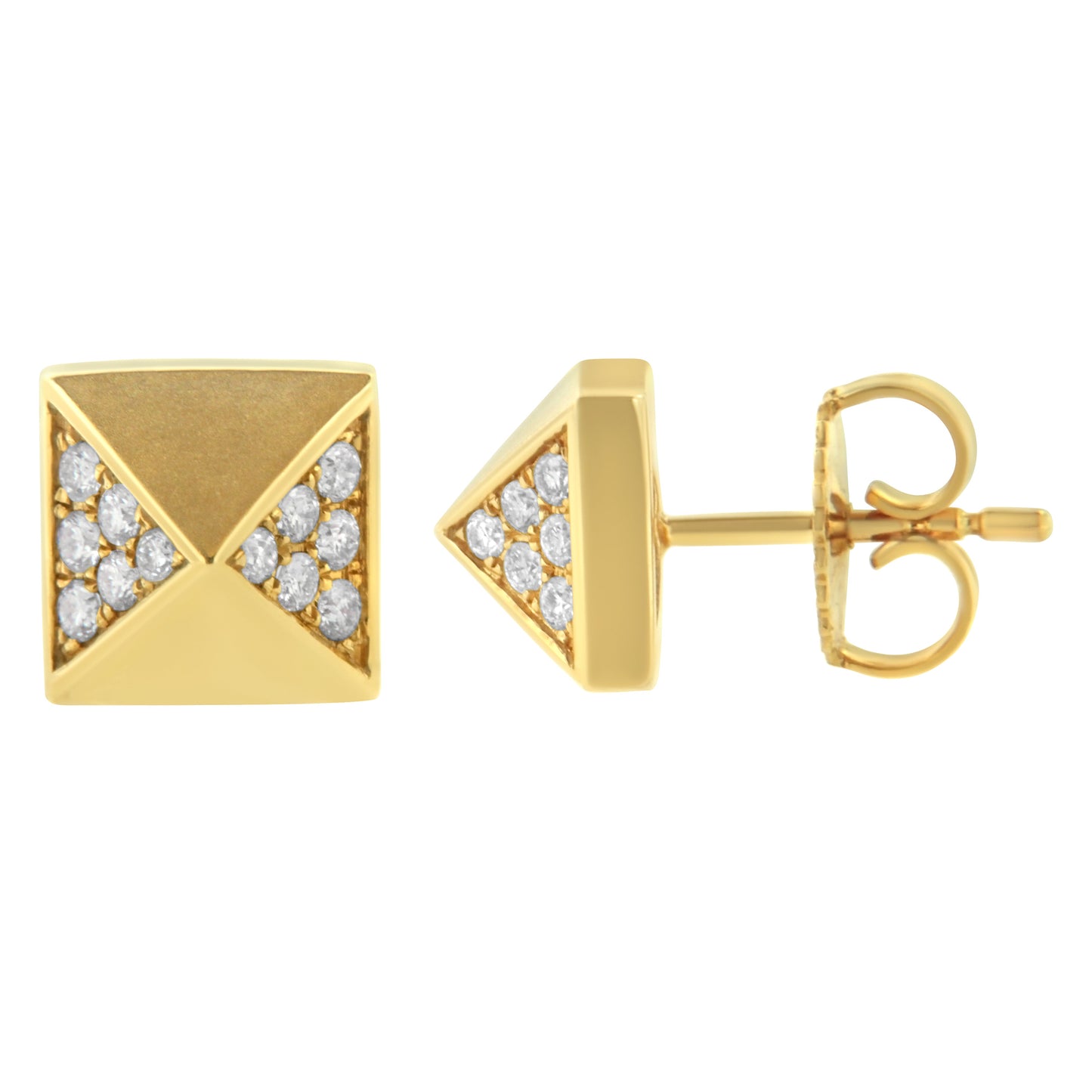 Boucles d'oreilles en diamant pyramide en or jaune 14K