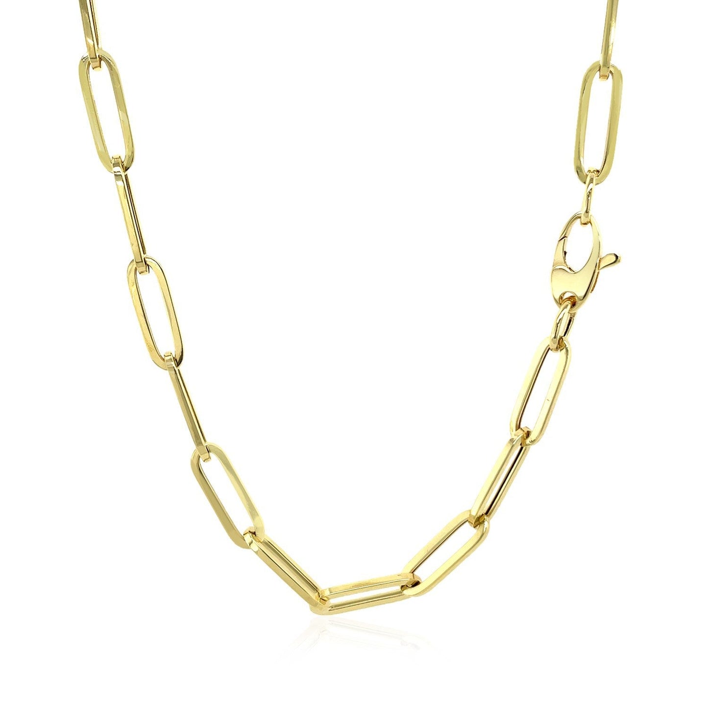 Collar de cadena de papel clip audaz de oro amarillo de 14 quilates