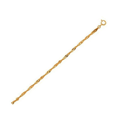 10k Yellow Gold Singapore Anklet - 2.2mm