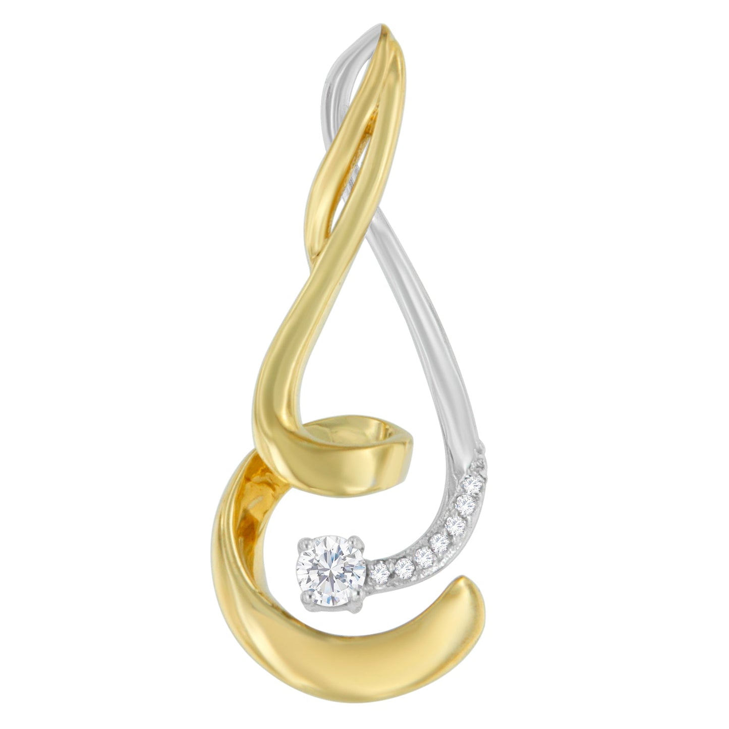 Collar de Pendiente en Espira de Diamante en Oro de Dos Tonos de 10K