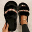 Flower Fluffy Slippers - Soft Cotton Home Footwear
