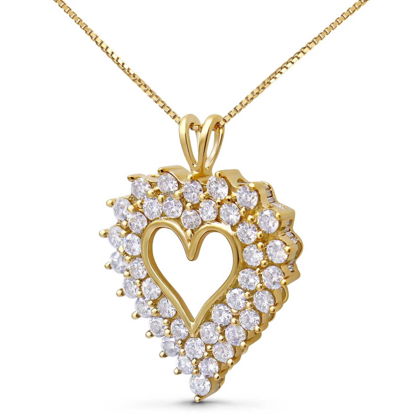 Collier Pendentif Cœur en Diamant Plaqué Or Jaune 14K