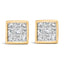 Pendientes de Stud de Diamante Compuesto de Corte Princesa de Oro Amarillo de 14K