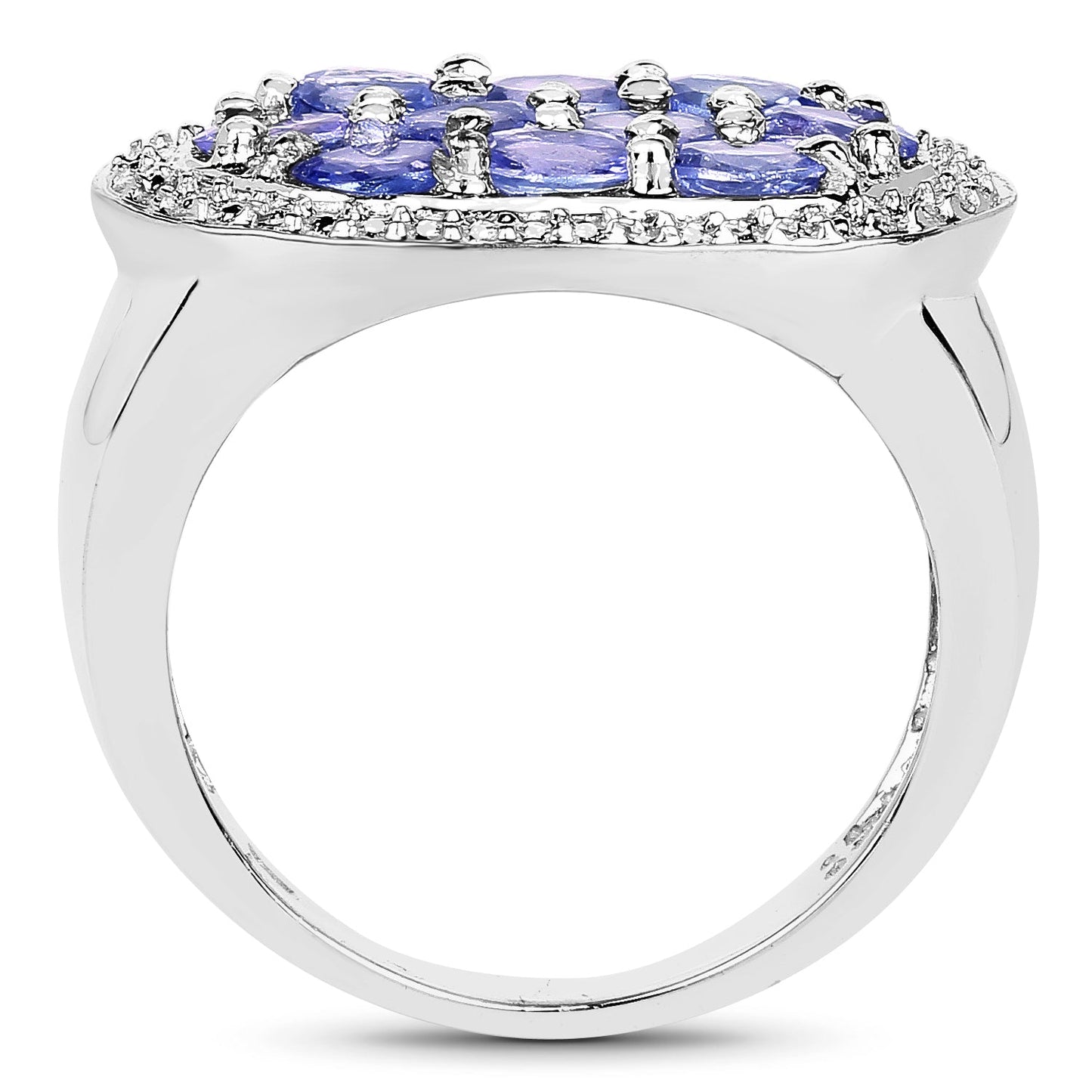 1.70 Carat Genuine Tanzanite Sterling Silver Engagement Ring