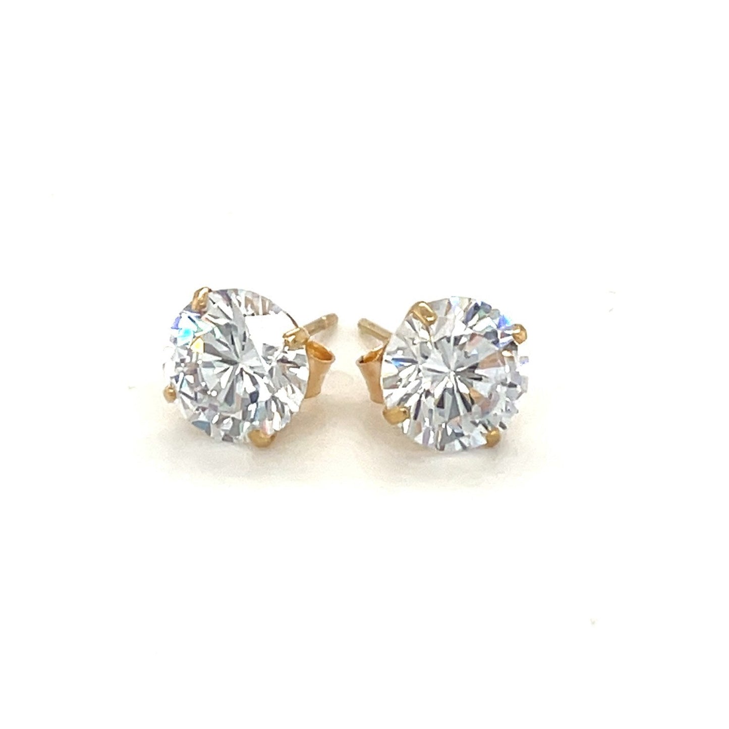 Boucles d'oreilles en or jaune 14k avec zircon cubique facetté