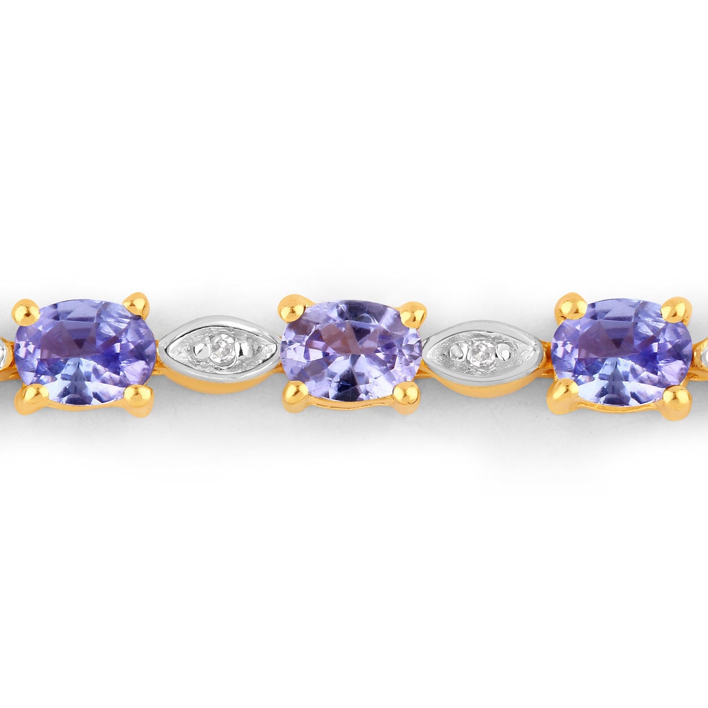 1.56 Carat Genuine Tanzanite & Diamond Sterling Silver Bracelet