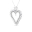 Collier Pendentif Cœur Ouvert en Argent Sterling .925 avec Diamants Ronds