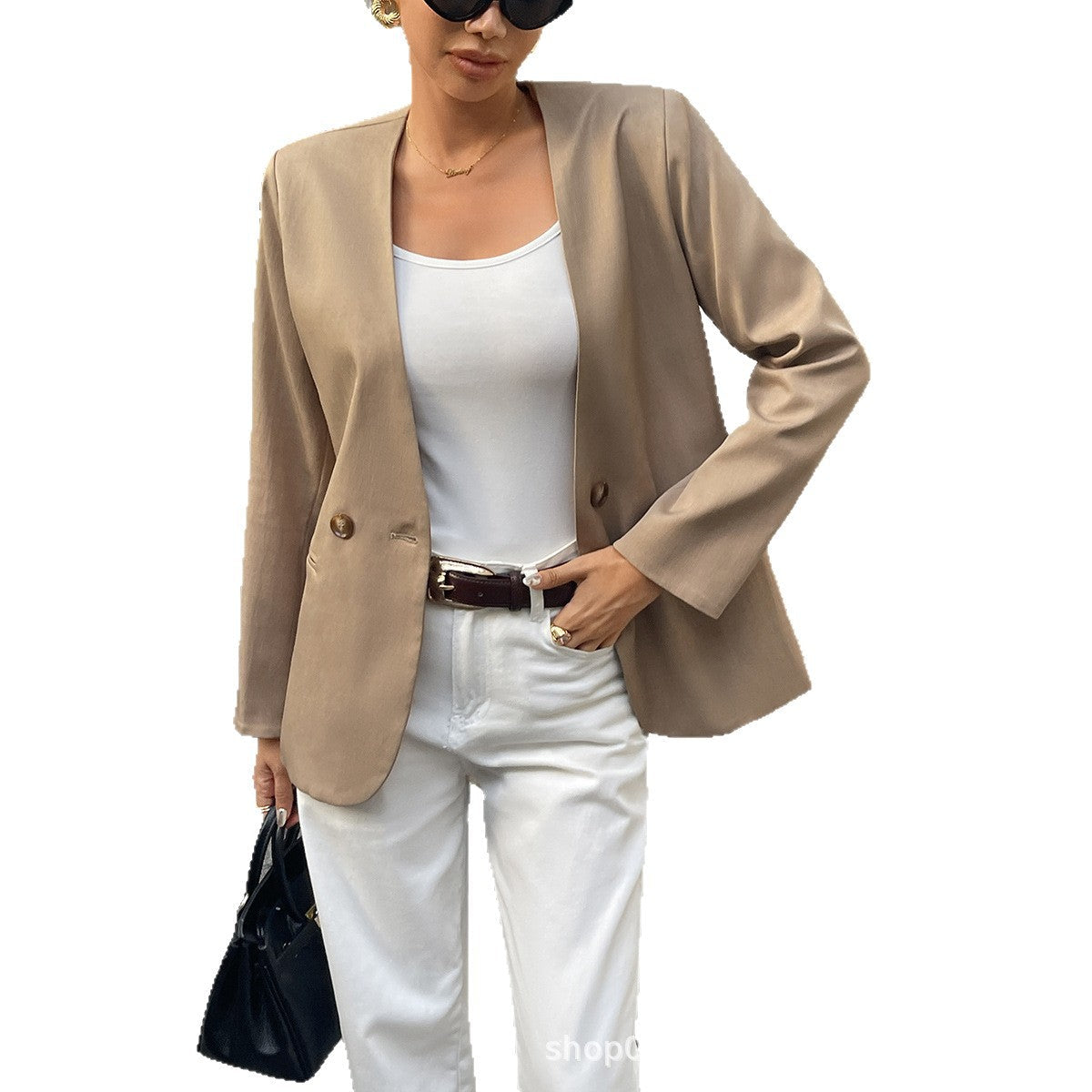 Chic Solid-Color Long-Sleeve Blazer