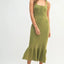 Elegant Ruffled Hem Sleeveless Crochet Knit Midi Dress
