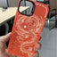 Funda de teléfono de dragón chino negro linda y de moda con correa de mano