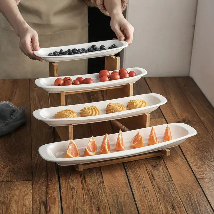 Plato de pastel de cerámica en capas elegante