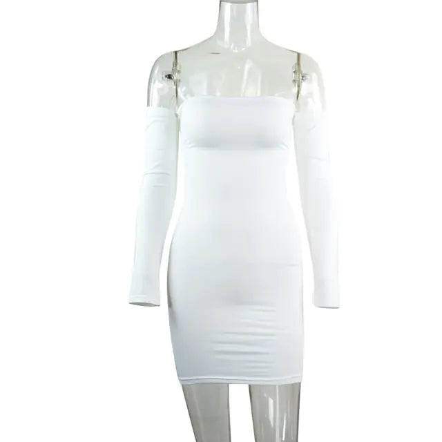 Vestido sin tirantes de manga larga y espalda descubierta para mujeres