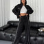 Conjunto de Cárdigan de Manga Larga con Media Cuello y Pantalones para Mujer