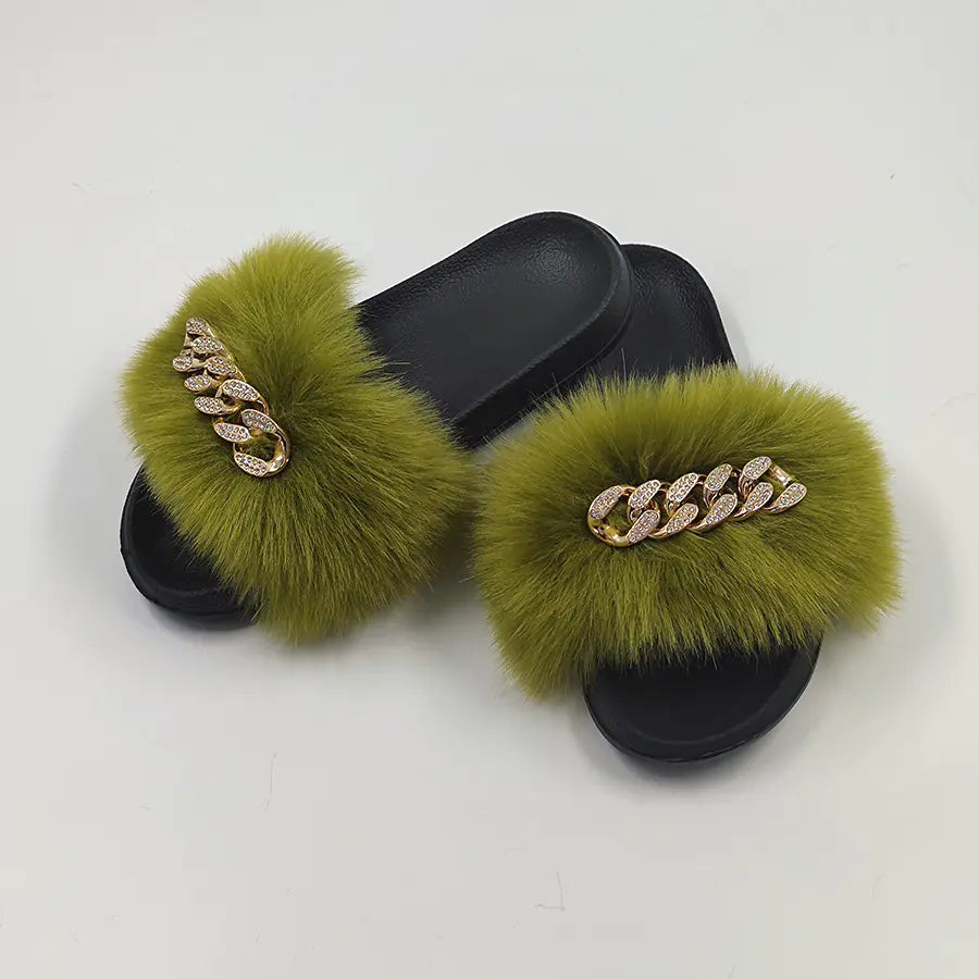 Plush Imitation Fox Fur Flip Flops for Ultimate Comfort