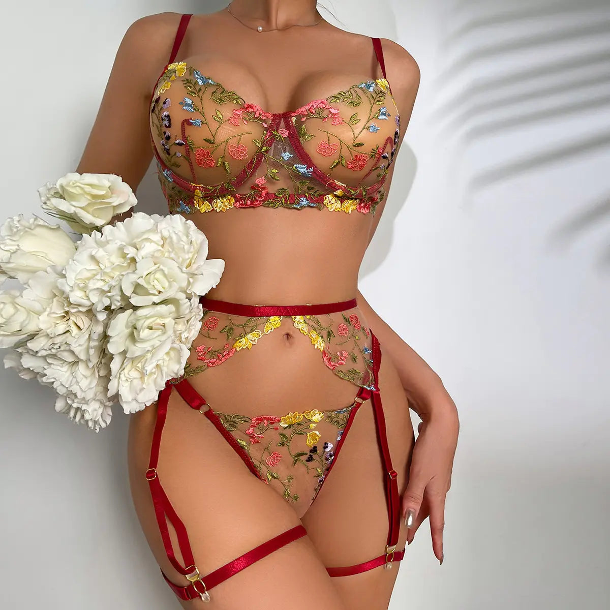 Bralette de Lino con Bordado Floral