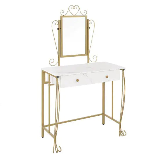 Ensemble de coiffeuse blanche élégante avec miroir et tabouret