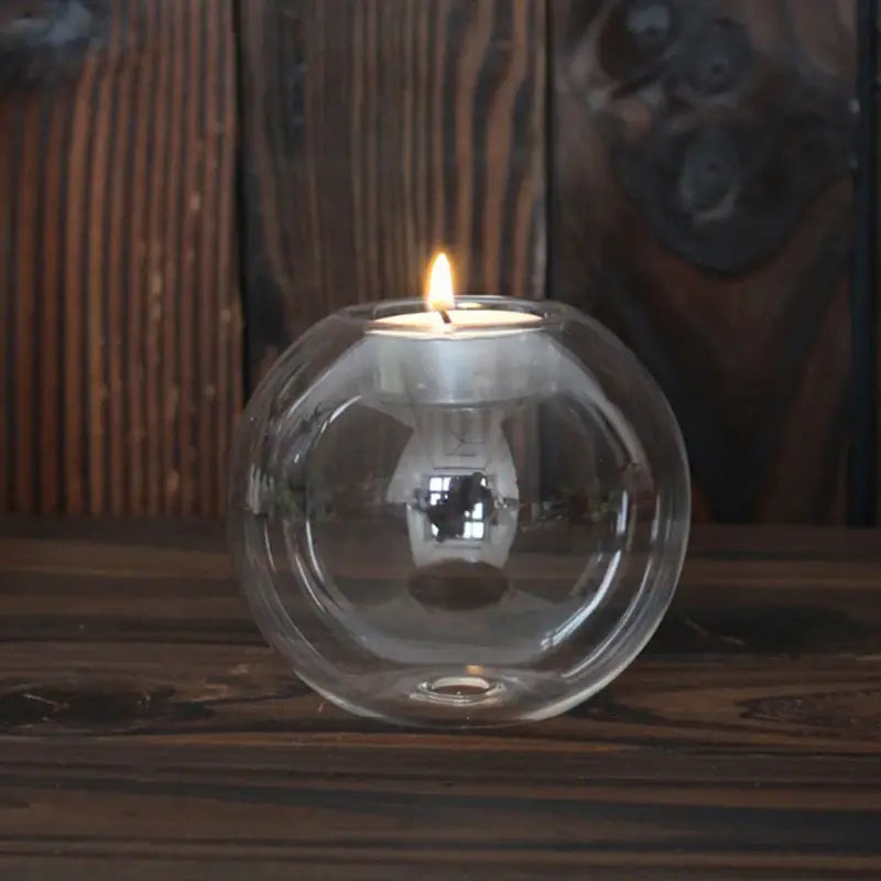 Soporte de Vela de Vidrio Transparente Elegante