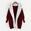 Abrigo Cardigan Suelto con Capucha de Terciopelo Doble Cara