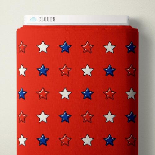 Tissu en coton 8-Bit Stars Red Pop Stars QC - 44"/45" par yard