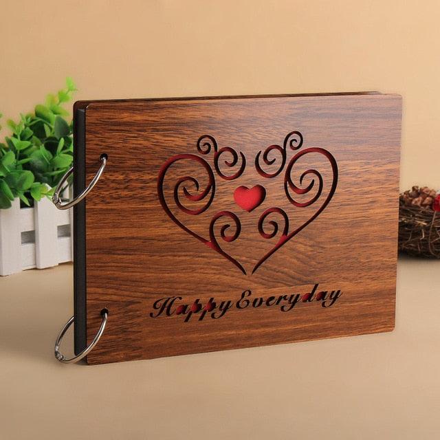 Album photo en bois fait main de 8 pouces - Souvenir personnalisé