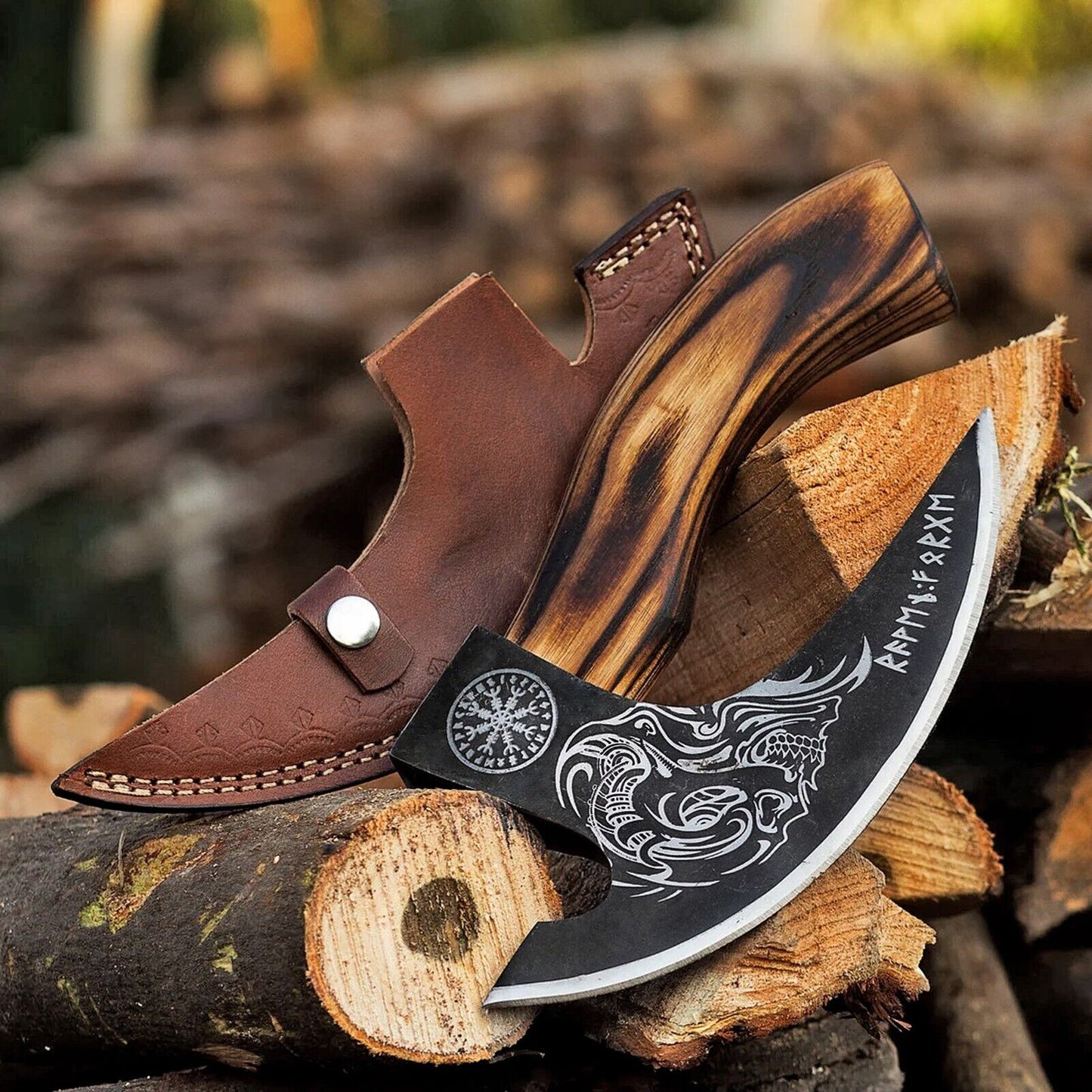 Artisan Pizza Axe with 8-Inch J2 Steel Blade and Custom Engraved Handle - Korvel