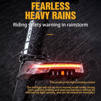 8 Modes Rear Lamp Smart Bike Wireless Remote Turn Signal Light Waterproof USB Rechargeable Bicycle LED Taillight Wireless Remote Control Bike Rear Light Back USB Safety Warning Cycling Light - Korvel