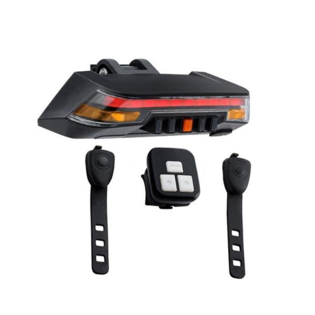 8 Modes Rear Lamp Smart Bike Wireless Remote Turn Signal Light Waterproof USB Rechargeable Bicycle LED Taillight Wireless Remote Control Bike Rear Light Back USB Safety Warning Cycling Light - Korvel