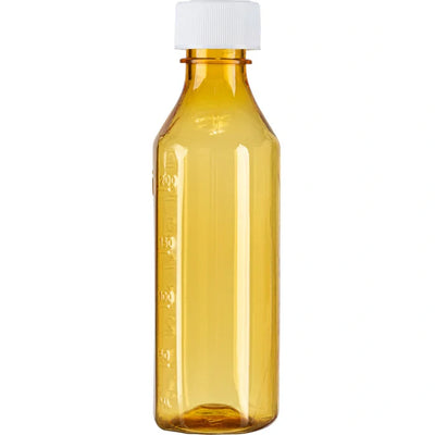 Botella Ovalada Ámbar a Prueba de Colores, 4 oz con Tapas