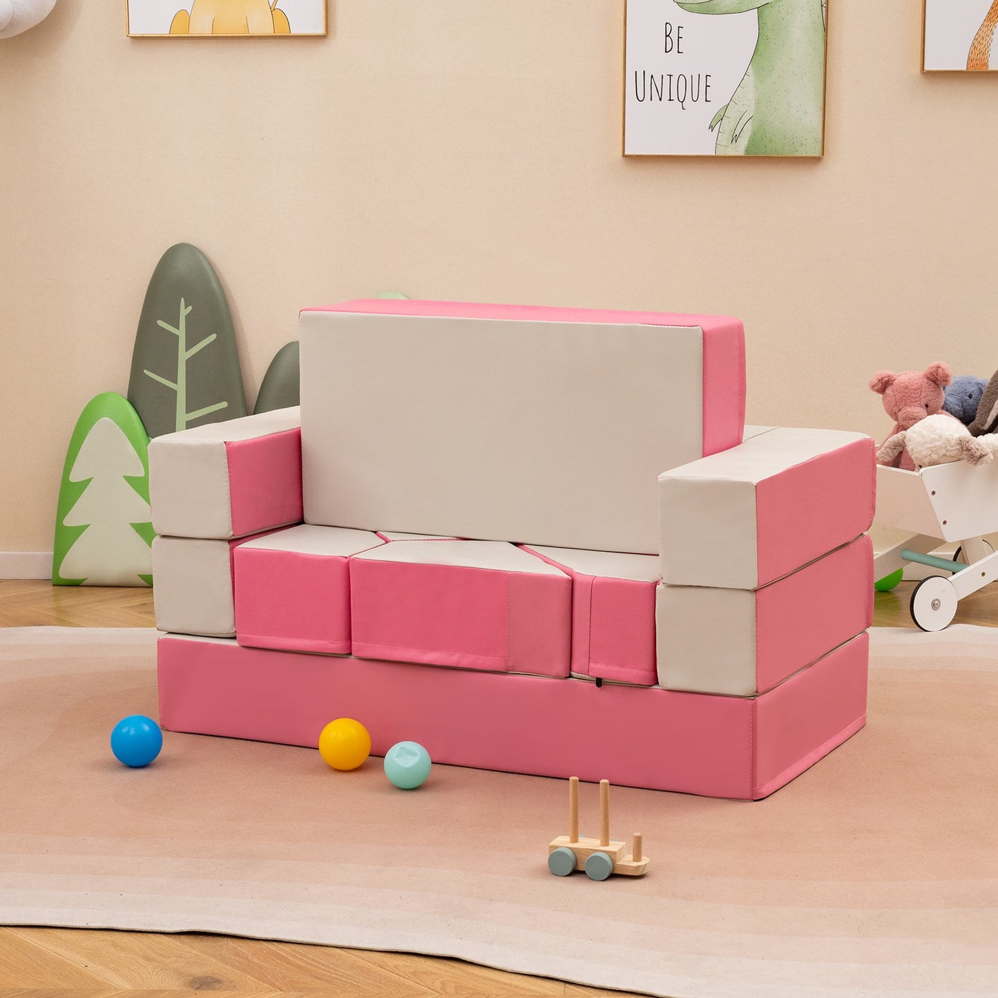 Juego de Espuma para Niños de 8 Piezas 4 en 1 - Rosa