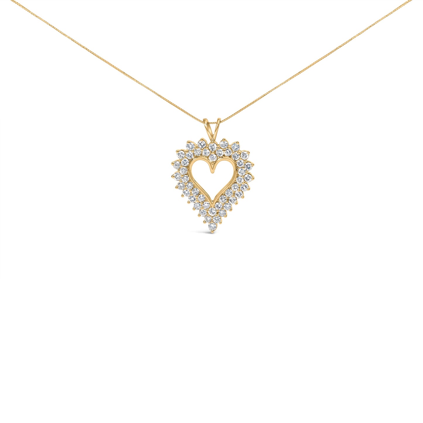 Collar con colgante de corazón abierto de diamante chapado en oro amarillo de 14 quilates