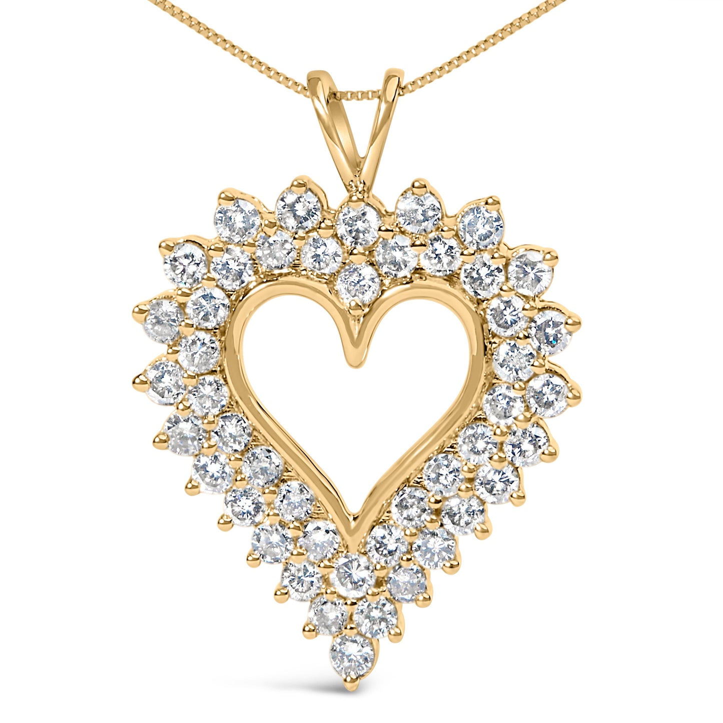 Collar con colgante de corazón abierto de diamante chapado en oro amarillo de 14 quilates
