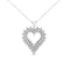 Collier Pendentif en Cœur en Argent Sterling Double Rang avec Diamants .925