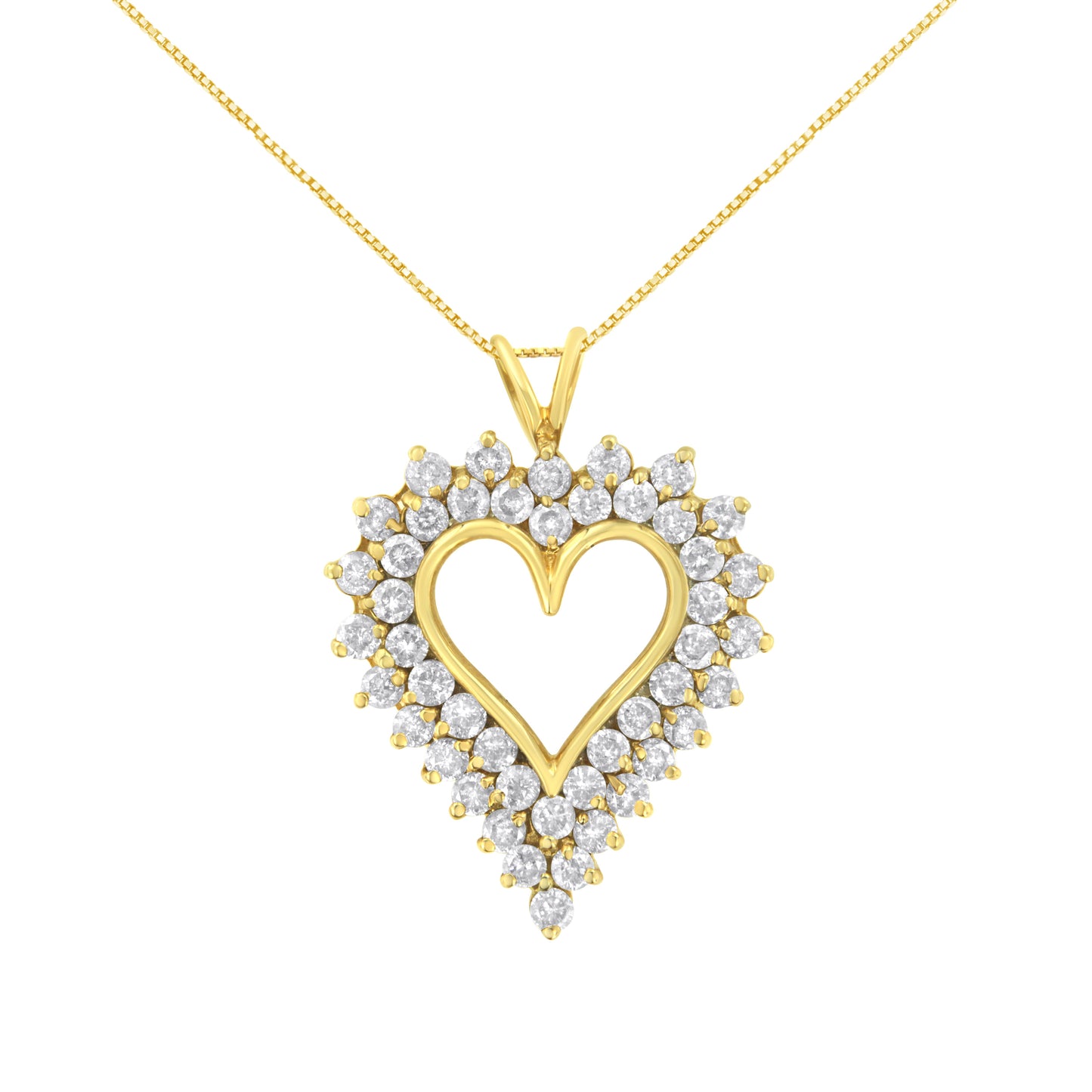 Collar con Colgante de Corazón de Diamante en Oro Amarillo de 14K y Plata Esterlina