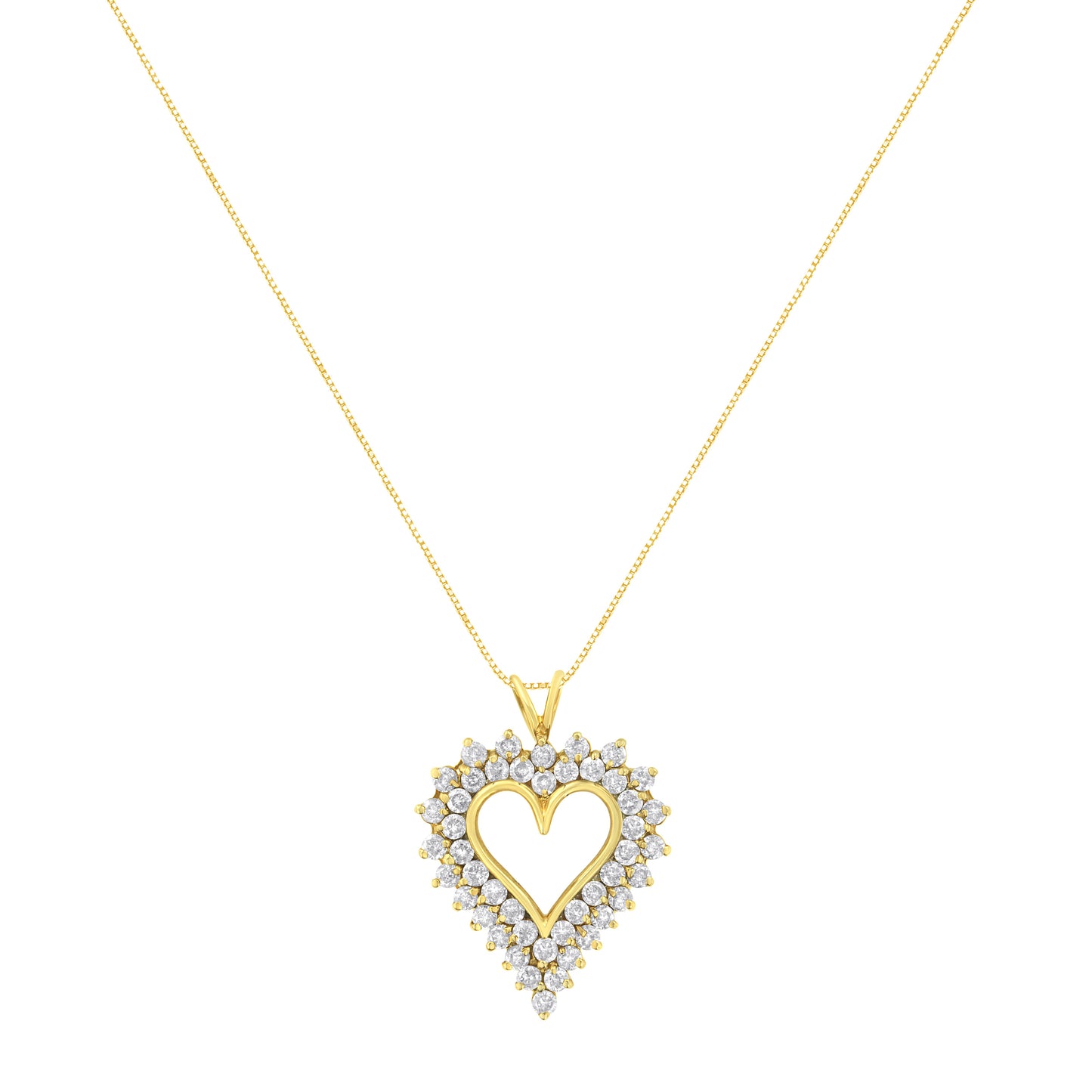 Collar con Colgante de Corazón de Diamante en Oro Amarillo de 14K y Plata Esterlina