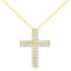 10K Yellow Gold Diamond Two Row Cross Pendant Necklace