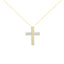 10K Yellow Gold Diamond Two Row Cross Pendant Necklace