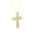 10K Yellow Gold Diamond Two Row Cross Pendant Necklace