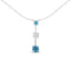 14K White Gold Diamond Pendant Necklace with Blue Accents