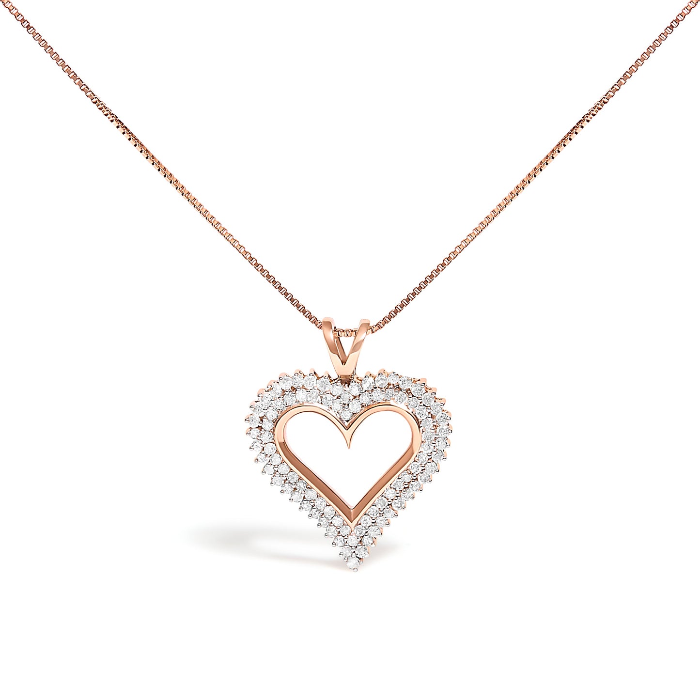 Collar con Colgante de Corazón de Diamante de Plata Esterlina .925 1.00 Cttw