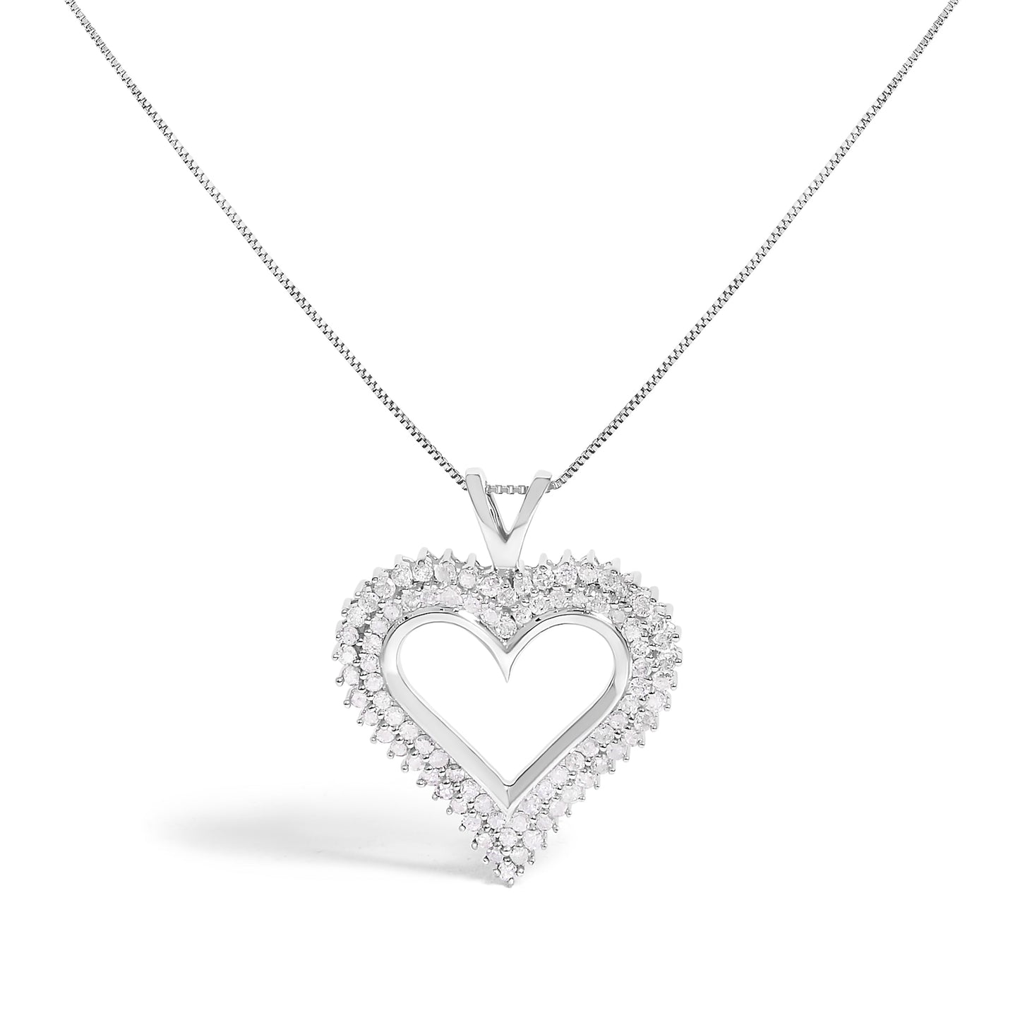 Collar con Colgante de Corazón de Diamante de Plata Esterlina .925 1.00 Cttw